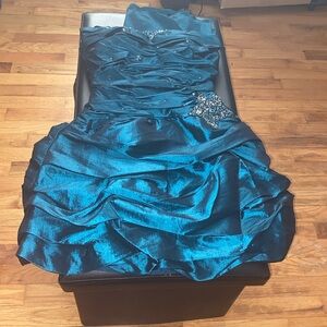 Teal formal strapless dress